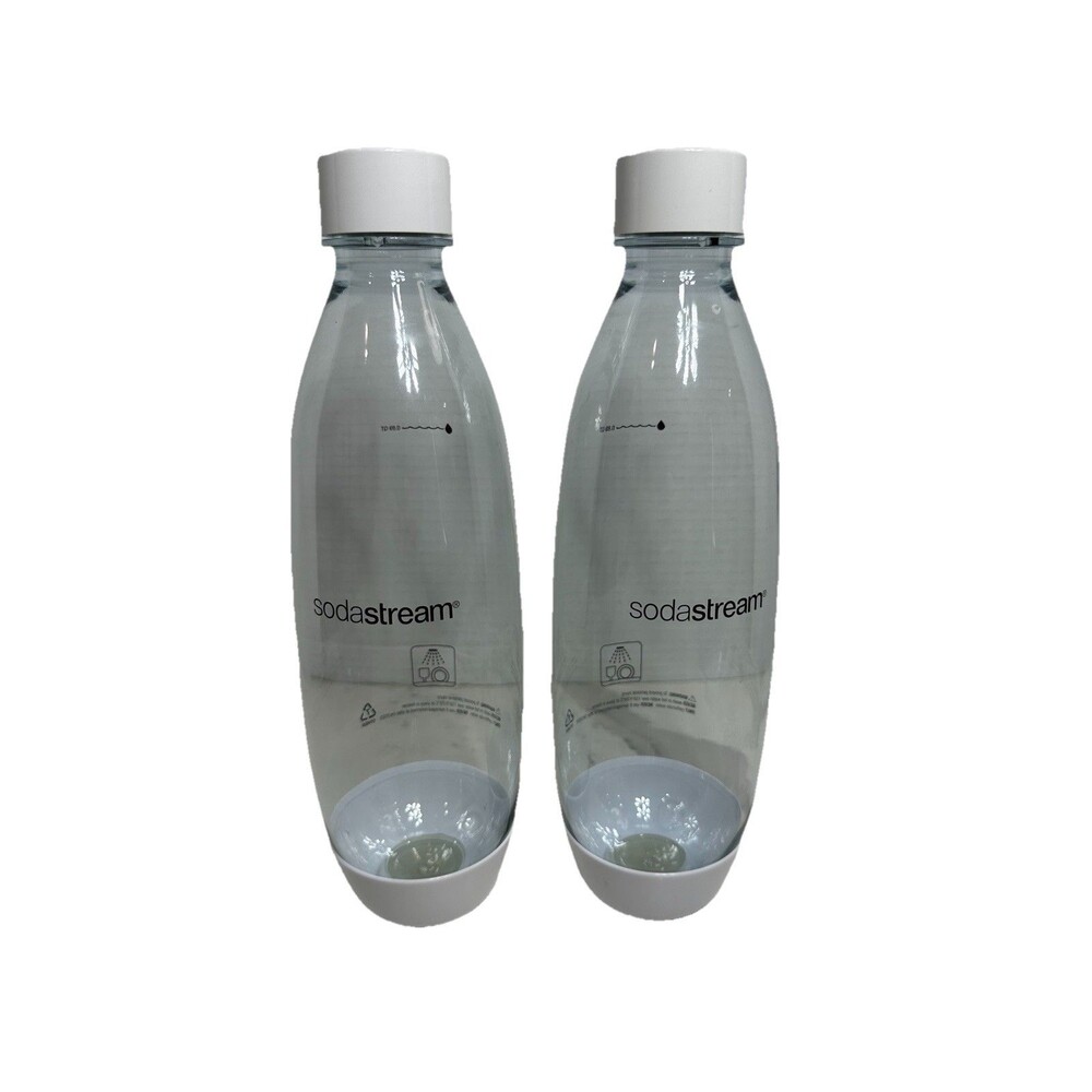 SodaStream 1L Dishwasher Safe Carbonating Bottles. Lot Of 2 Black/Clear